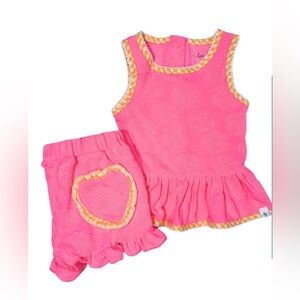 Pink Top and Shorts Set Shell details Terry cloth size 6 love & grow NIB